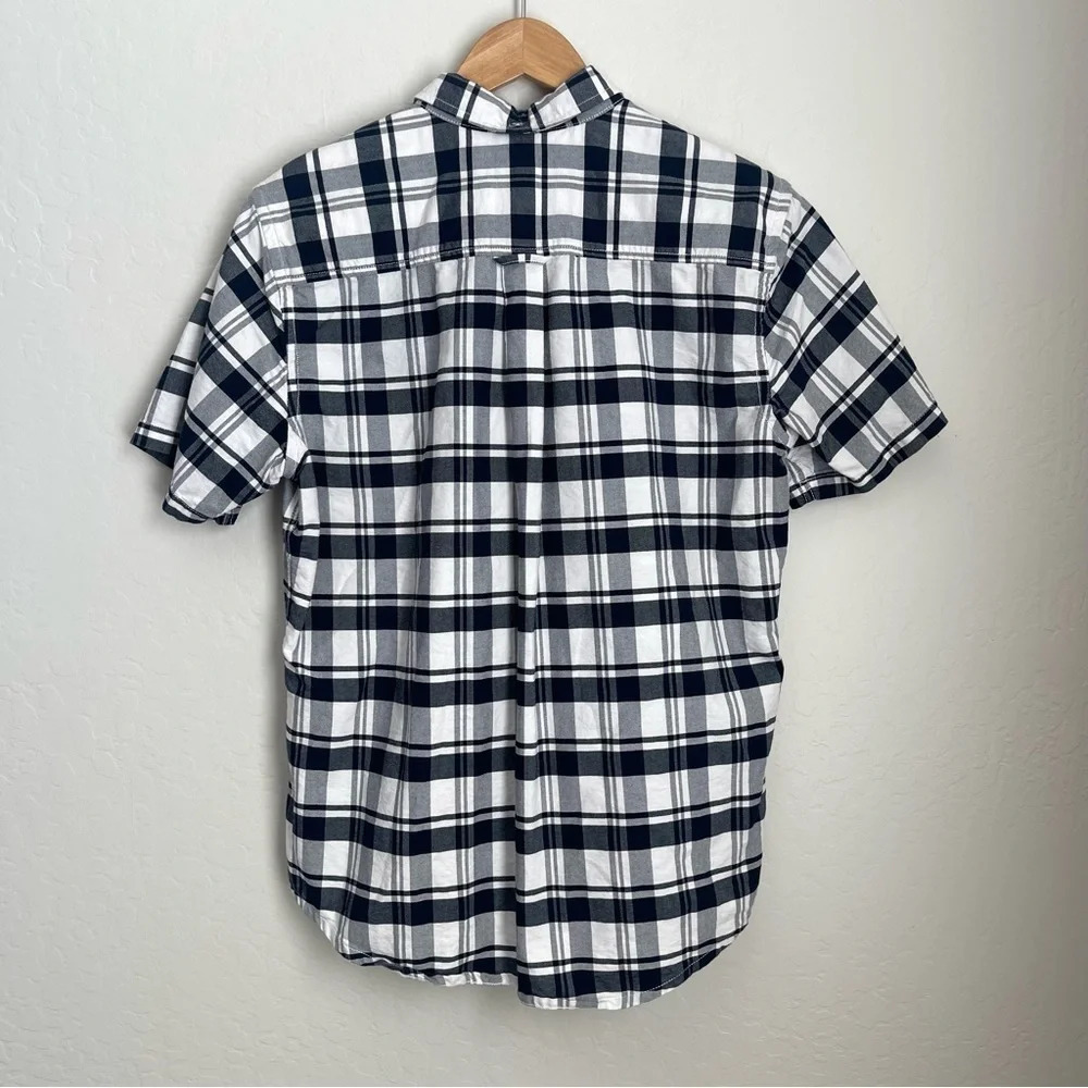 Hurley Mens Navy White Plaid Everyday Short Sleeve Button Down Shirt Size Medium - Picture 4 of 4